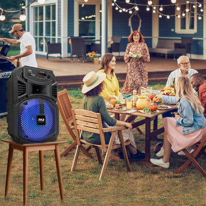 Portable Bluetooth PA Speaker 300W Rechargeable 8 Subwoofer Party Lights