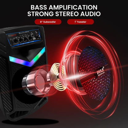 400W Bluetooth PA Speaker Rechargeable 8 Subwoofer LED Lights