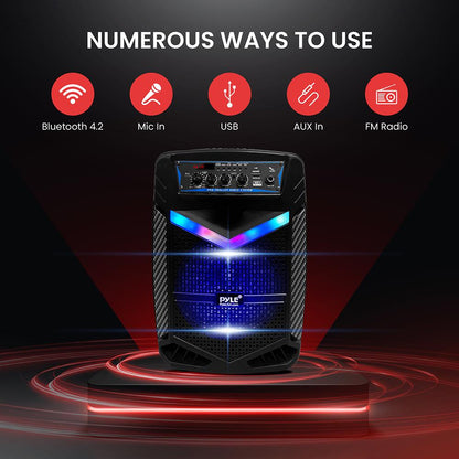 400W Bluetooth PA Speaker Rechargeable 8 Subwoofer LED Lights