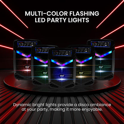 400W Bluetooth PA Speaker Rechargeable 8 Subwoofer LED Lights