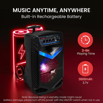 400W Bluetooth PA Speaker Rechargeable 8 Subwoofer LED Lights