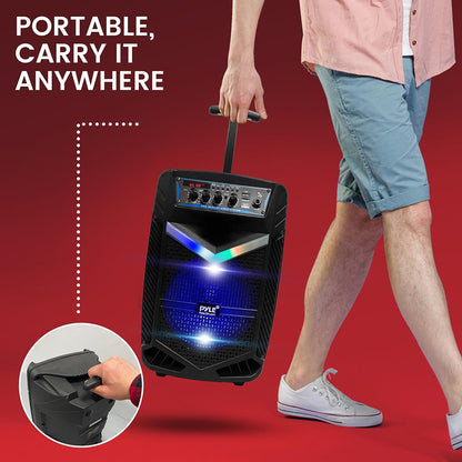 400W Bluetooth PA Speaker Rechargeable 8 Subwoofer LED Lights