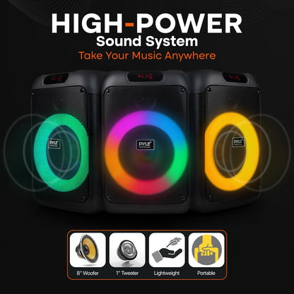 Bluetooth Party Speaker Powerful Bass TWS LED Lights Portable 100W