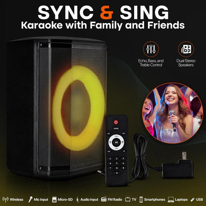 Bluetooth Party Speaker Powerful Bass TWS LED Lights 120W Tripod