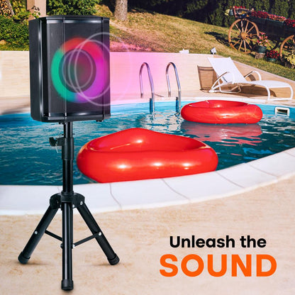 Bluetooth Party Speaker Powerful Bass TWS LED Lights 120W Tripod