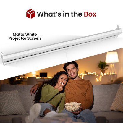 Manual Pull-Down Projector Screen Clear Image Matte White 72-Inch
