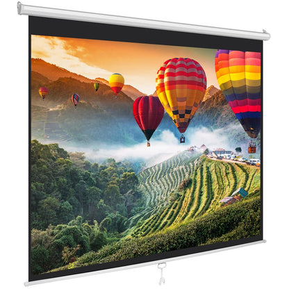 Manual Pull-Down Projector Screen 84 Auto-Lock Matte White