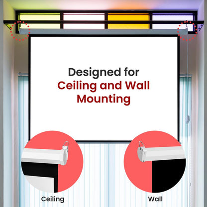 Manual Pull-Down Projector Screen 84 Auto-Lock Matte White