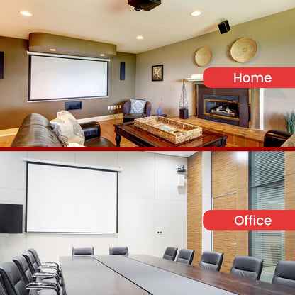 Manual Pull-Down Projector Screen 84 Auto-Lock Matte White