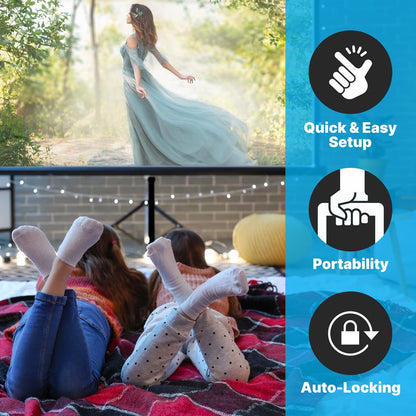 100 Portable Projector Screen - Quick Setup Matte White Tripod Stand
