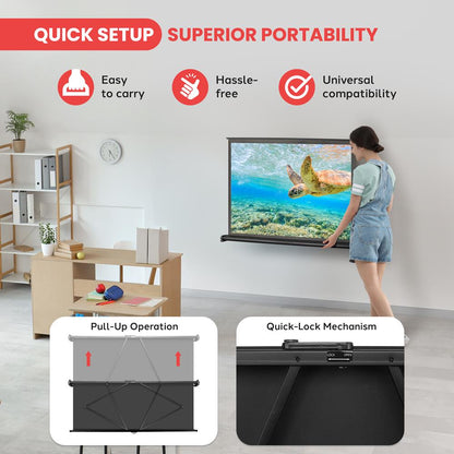 Portable Projector Screen 40 Easy Setup Matte White Display