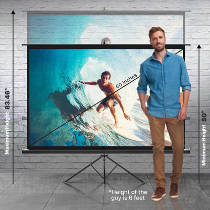 60 Portable Projector Screen Easy Setup Matte White Tripod Stand