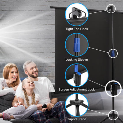 60 Portable Projector Screen Easy Setup Matte White Tripod Stand