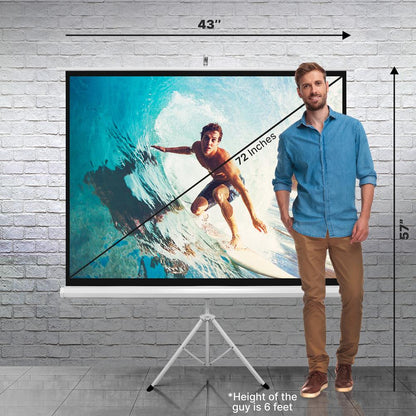 72 Portable Projector Screen Easy Setup White Matte Fabric Tripod Stand