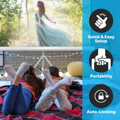 72 Portable Projector Screen Easy Setup White Matte Fabric Tripod Stand