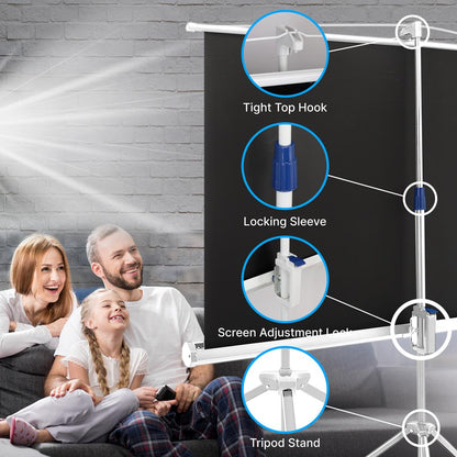 72 Portable Projector Screen Easy Setup White Matte Fabric Tripod Stand