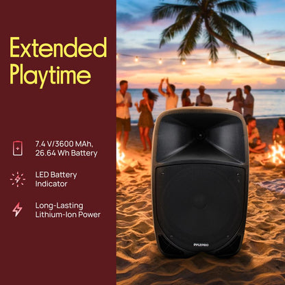 Portable Bluetooth PA Speaker 1200W Rechargeable Battery 12 Subwoofer