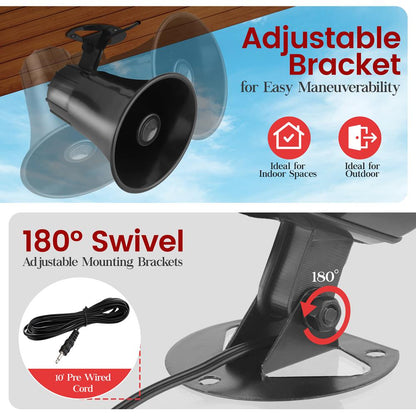 Portable PA Speaker All-Weather 5 Horn 25W Peak Swiveling Bracket