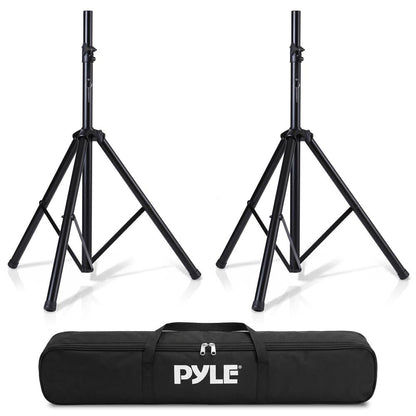 Dual Speaker Stand Kit Adjustable Height Durable Steel Includes Bag
