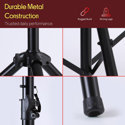 Dual Speaker Stand Kit Adjustable Height Durable Steel Includes Bag
