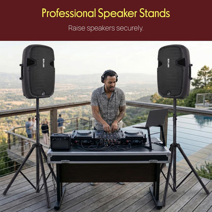 Dual Speaker Stand Kit Adjustable Height Durable Steel Includes Bag