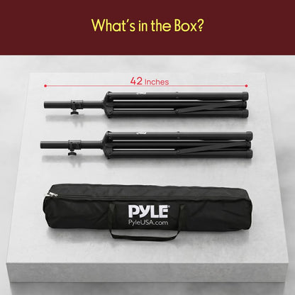 Dual Speaker Stand Kit Adjustable Height Durable Steel Includes Bag