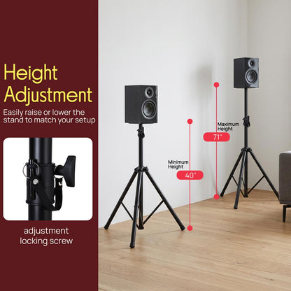 Speaker Stand Mount Adjustable 40-71 Durable Metal 132 lbs Capacity