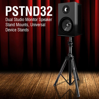 Adjustable Speaker Stands Pair 90 lbs Capacity Telescoping Metal Base