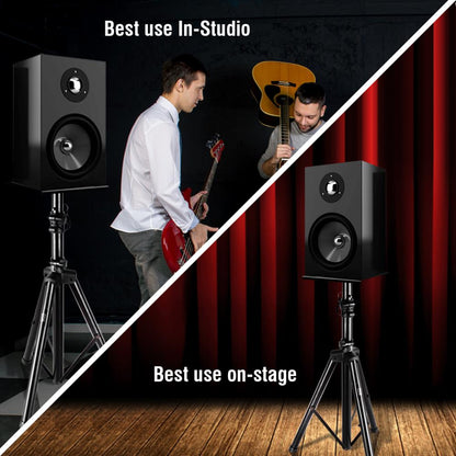Adjustable Speaker Stands Pair 90 lbs Capacity Telescoping Metal Base