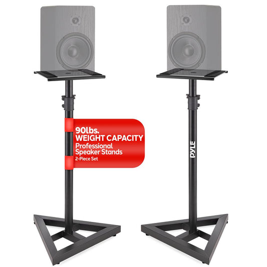 Speaker Stands Pair Adjustable Height Metal Triangle Base 9 Platform