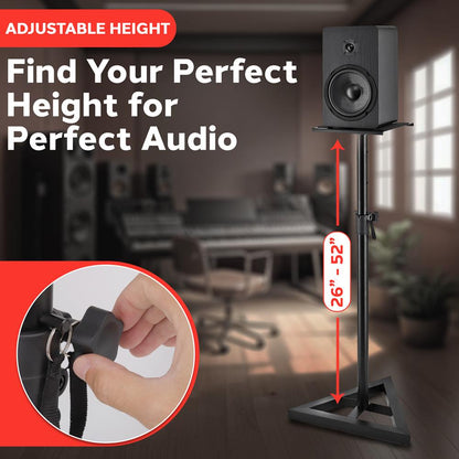 Speaker Stands Pair Adjustable Height Metal Triangle Base 9 Platform