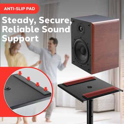 Speaker Stands Pair Adjustable Height Metal Triangle Base 9 Platform