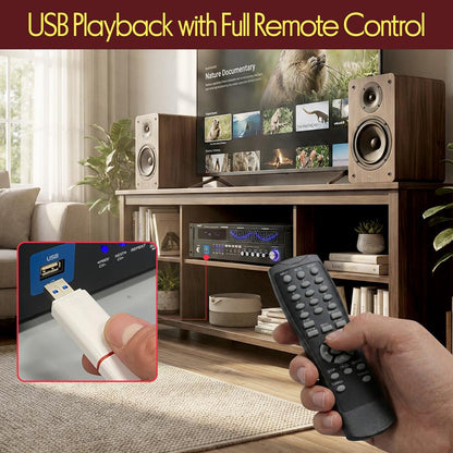 2000W Bluetooth 6-Channel Home Amplifier - Wireless Streaming USB/AUX/RCA