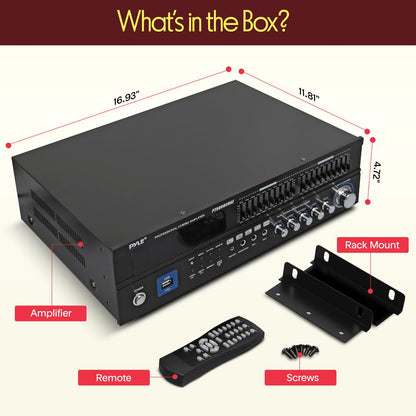 2000W Bluetooth 6-Channel Home Amplifier - Wireless Streaming USB/AUX/RCA